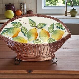 Ceramic Italian trivet, vintage, hand painted